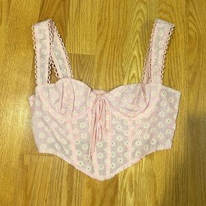 Pink Lace Bustier Top
